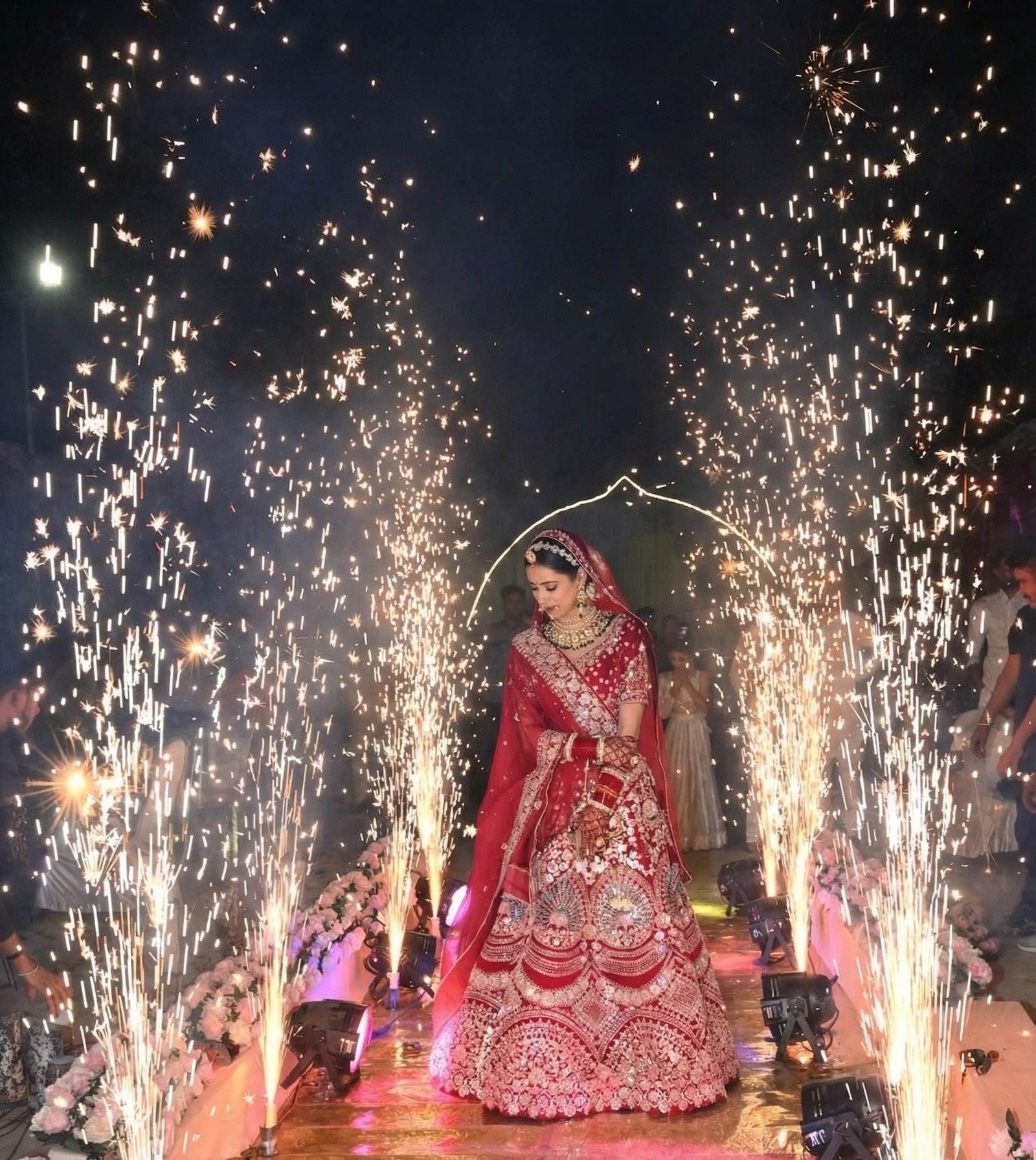 Couple embracing outdoors near a modern building